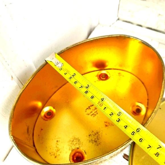 Vintage Guildcraft Oval Tin Golden & Moss green Storage Box - Picture 10 of 12